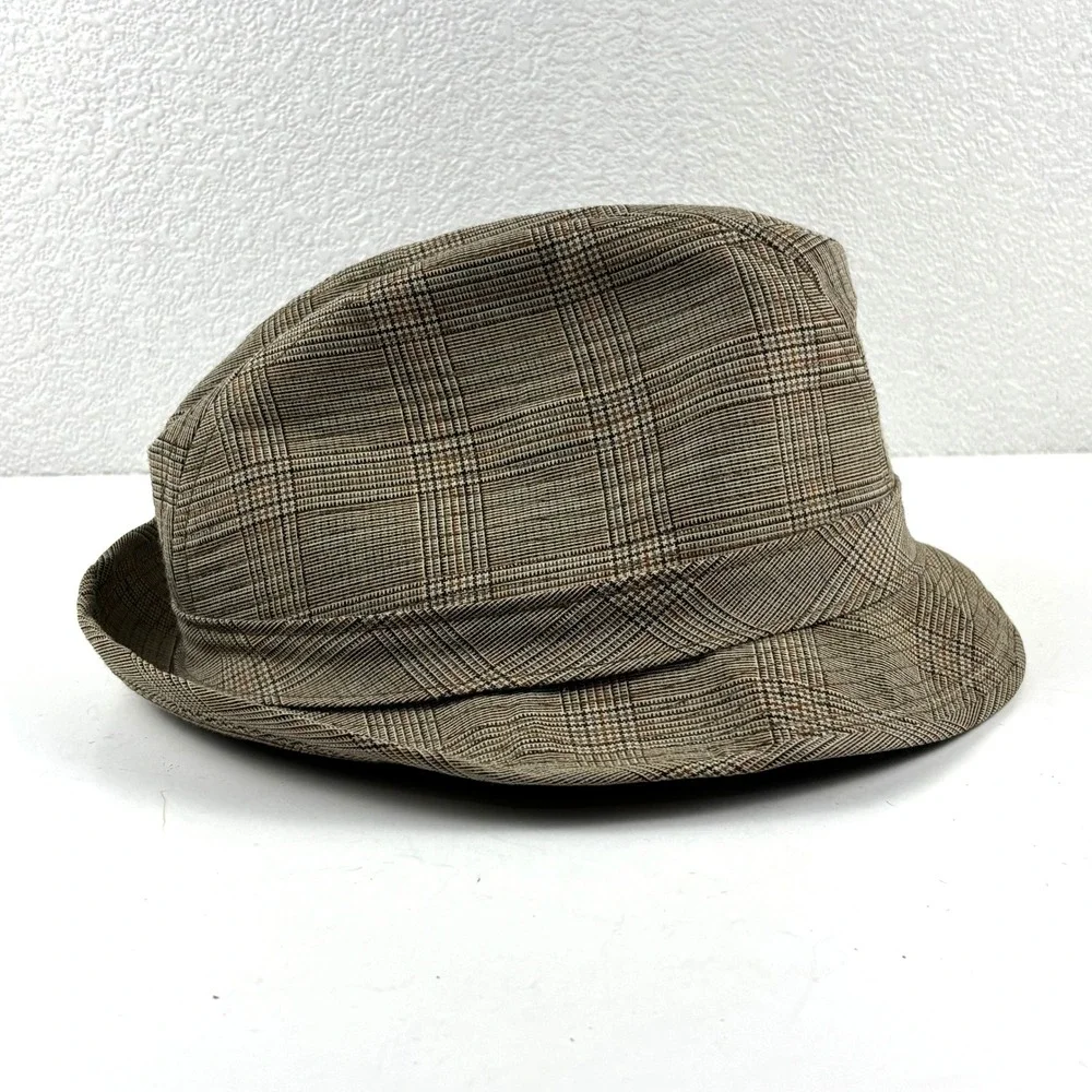Country Gentleman Fedora Hat Mens One Size Brown Glen‎ Plaid Pinched Heritage